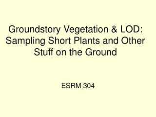 Groundstory Vegetation &amp; LOD: Sampling Short Plants and Other Stuff on the Ground