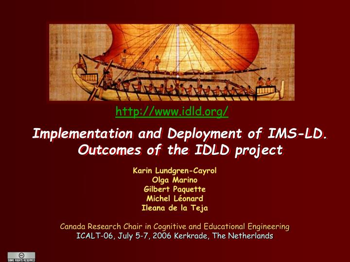 implementation and deployment of ims ld outcomes of the idld project