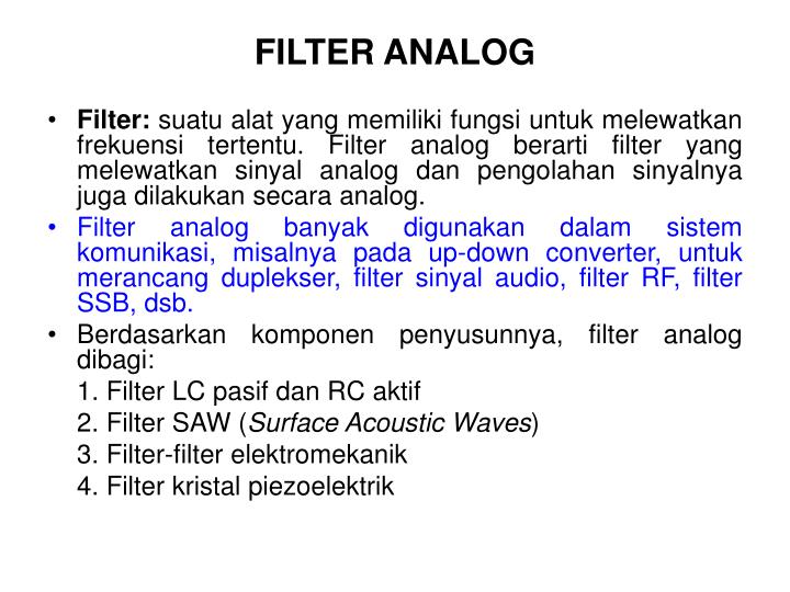 filter analog