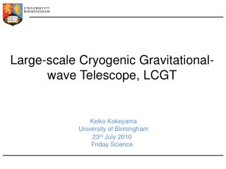 Large-scale Cryogenic Gravitational-wave Telescope, LCGT