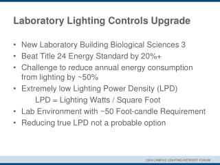 Laboratory Lighting Controls Upgrade