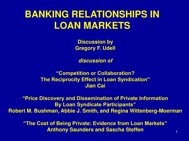banking relationships in loan markets