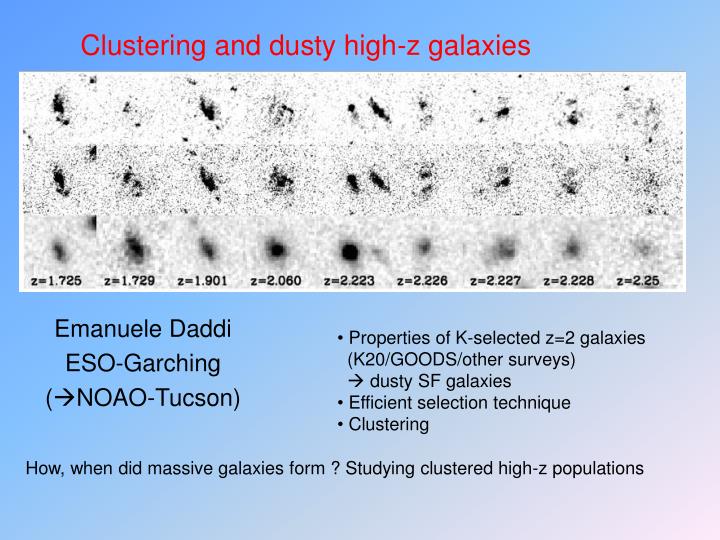clustering and dusty high z galaxies