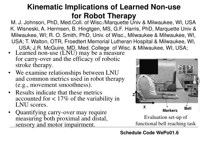 kinematic implications of learned non use for robot therapy