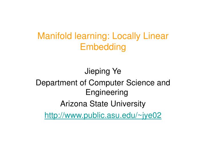 manifold learning locally linear embedding