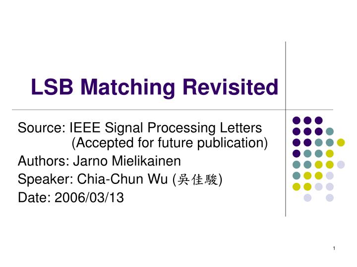 lsb matching revisited