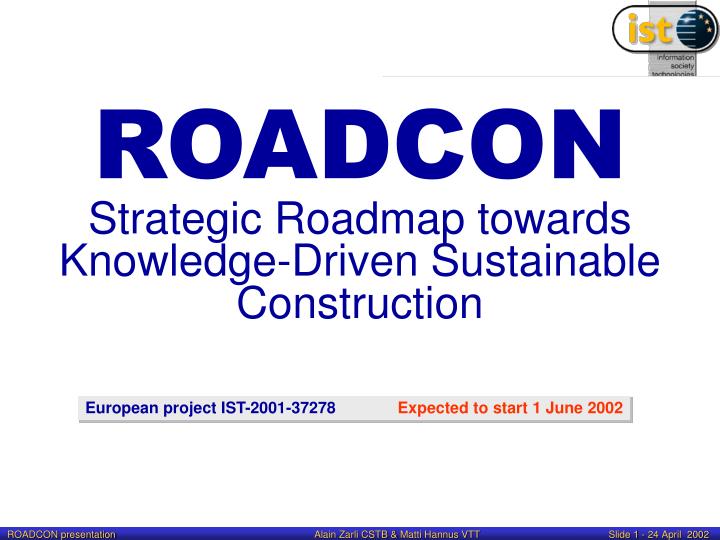 roadcon strategic roadmap towards knowledge driven sustainable construction