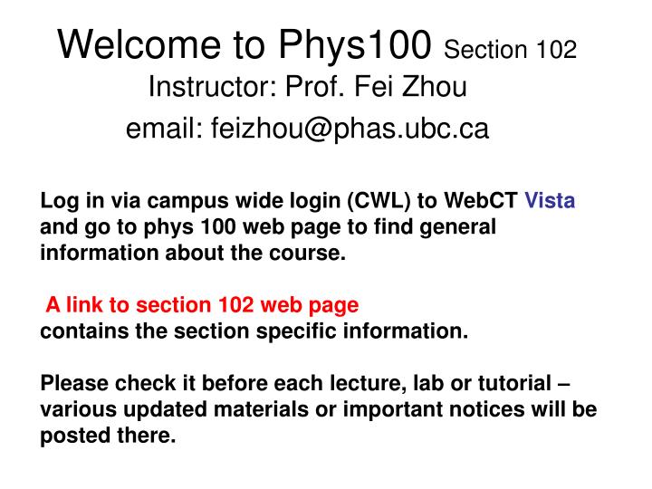 welcome to phys100 section 102