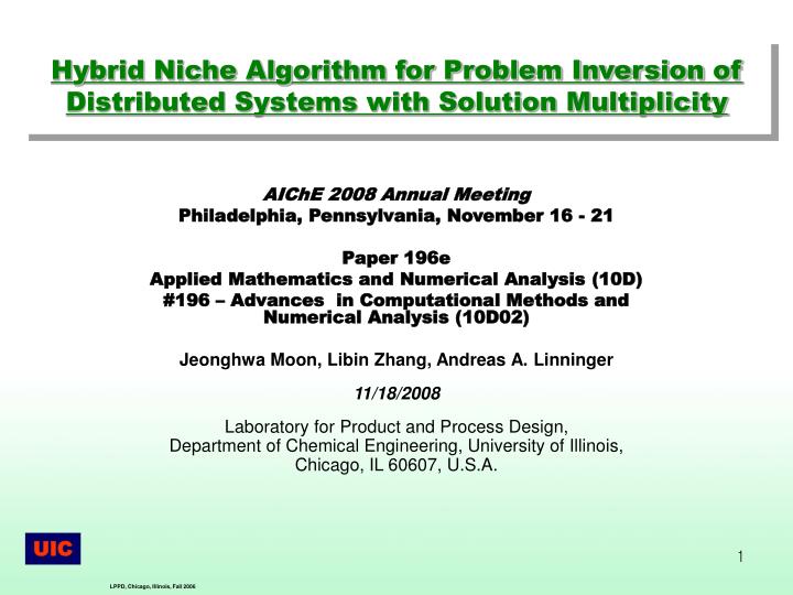 hybrid niche algorithm for problem inversion of distributed systems with solution multiplicity