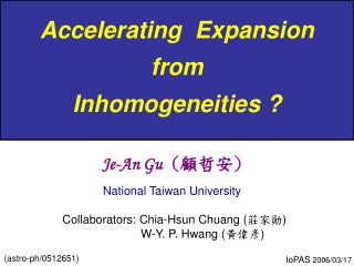 Accelerating Expansion from Inhomogeneities ?