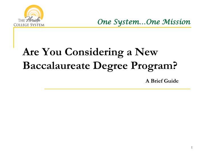 are you considering a new baccalaureate degree program a brief guide