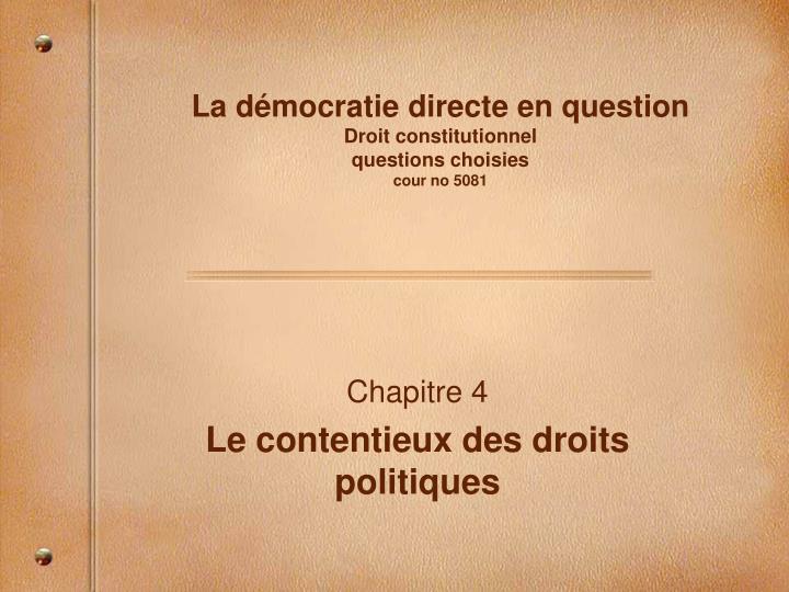 la d mocratie directe en question droit constitutionnel questions choisies cour no 5081