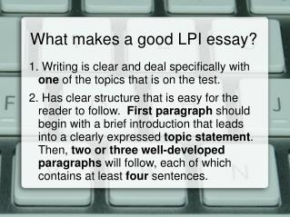 What makes a good LPI essay?