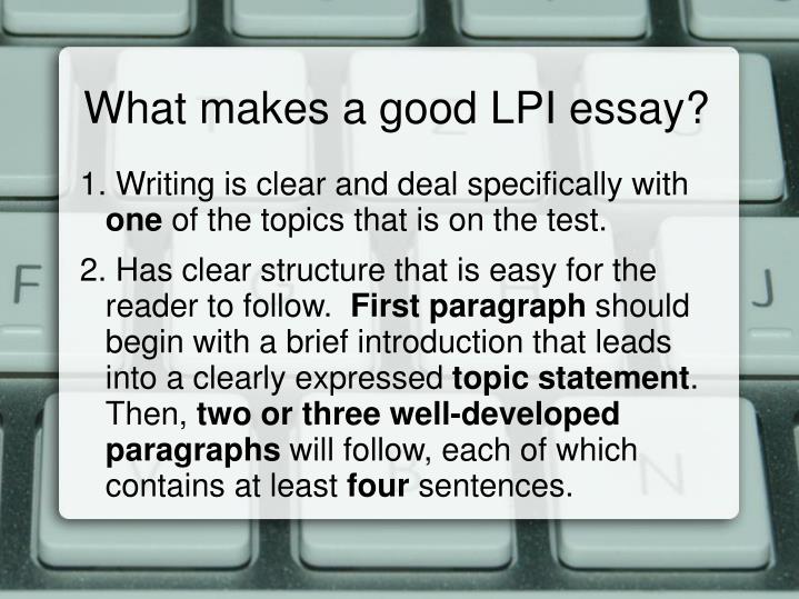 what makes a good lpi essay