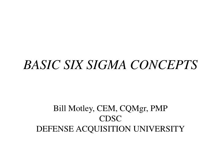 basic six sigma concepts