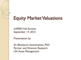 Equity Market Valuations
