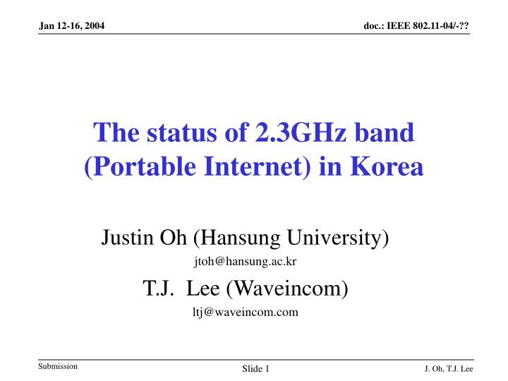 the status of 2 3ghz band portable internet in korea