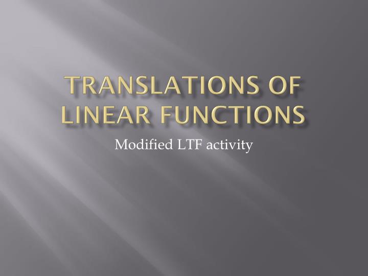 translations of linear functions