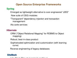 Open Source Enterprise Frameworks