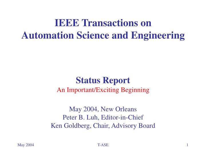 ieee transactions on automation science and engineering