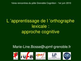 l apprentissage de l orthographe lexicale approche cognitive