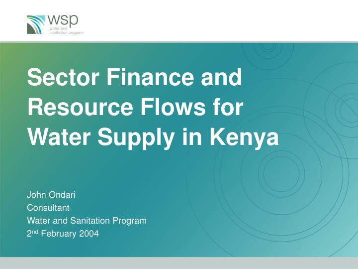 sector finance and resource flows for water supply in kenya