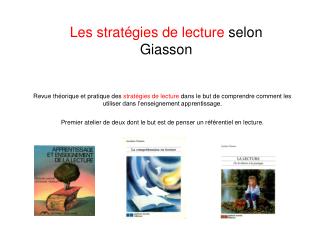 les strat gies de lecture selon giasson