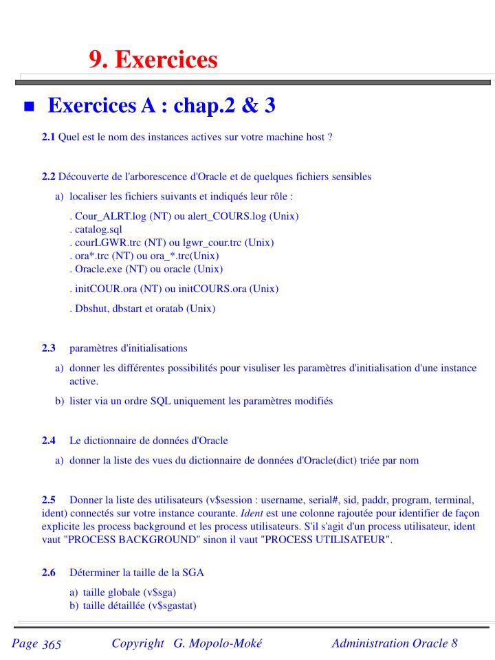 9 exercices