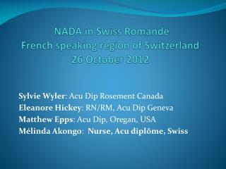 NADA in Swiss Romande French speaking region of Switzerland 26 October 2012