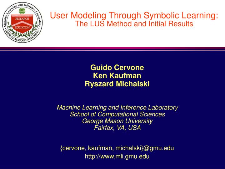 user modeling through symbolic learning the lus method and initial results