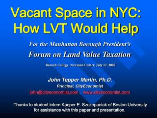 Vacant Space in NYC: How LVT Would Help