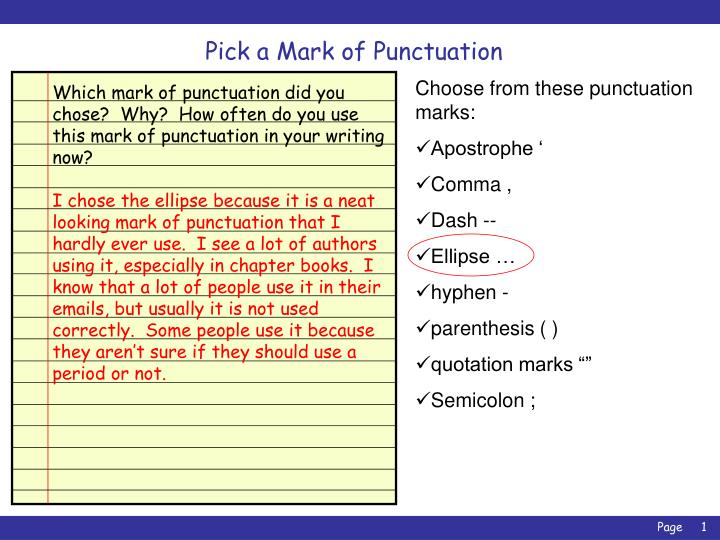 pick a mark of punctuation