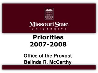Priorities 2007-2008