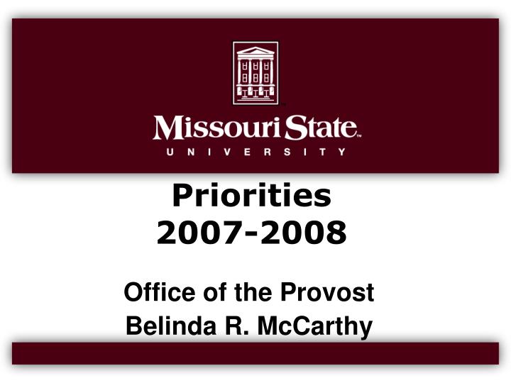 priorities 2007 2008