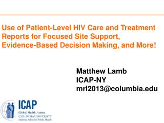 Matthew Lamb ICAP-NY mrl2013@columbia