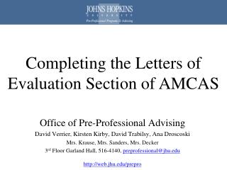 Completing the Letters of Evaluation Section of AMCAS
