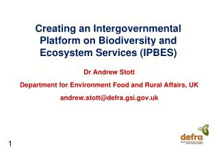 creating an intergovernmental platform on biodiversity and ecosystem services ipbes