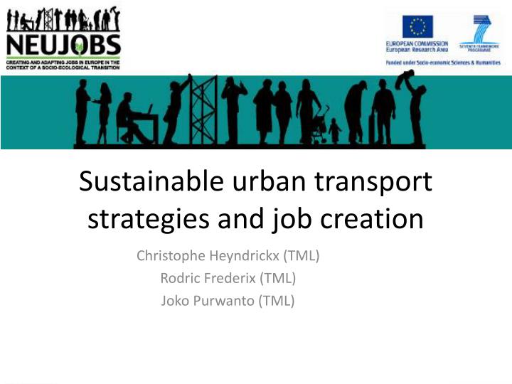 sustainable urban transport strategies and job creation