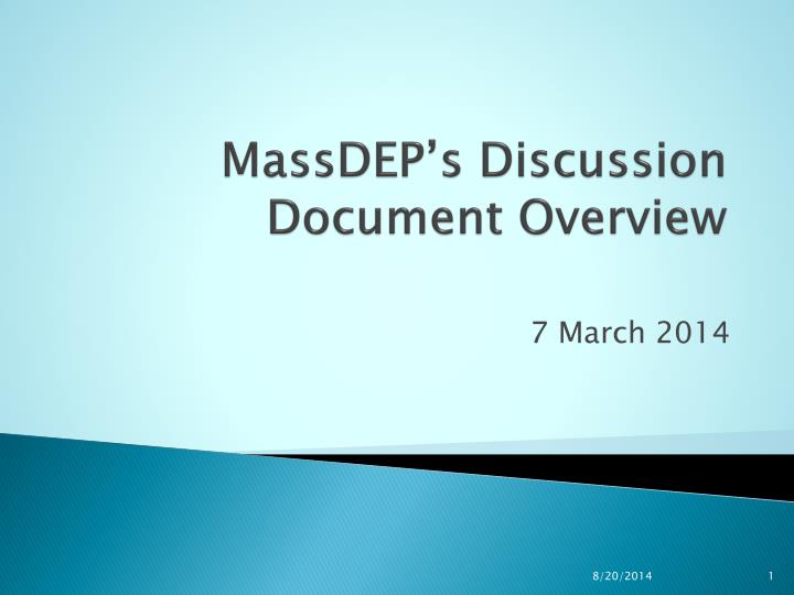 massdep s discussion document overview