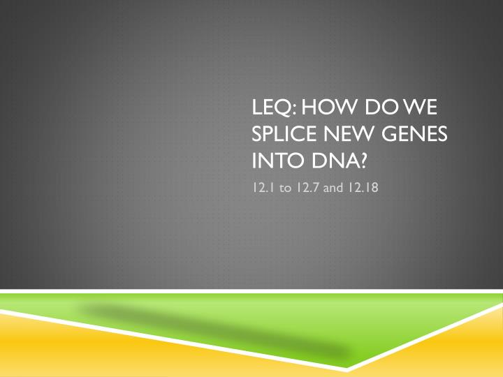 leq how do we splice new genes into dna