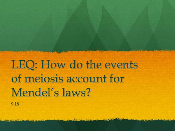 leq how do the events of meiosis account for mendel s laws