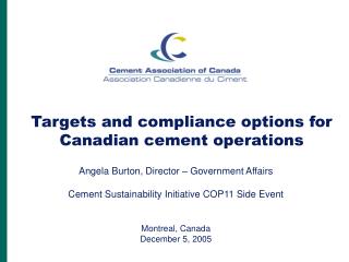 Targets and compliance options for Canadian cement operations