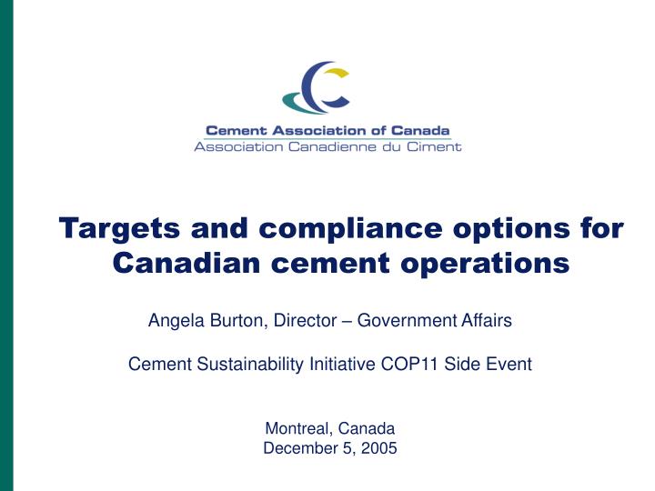 targets and compliance options for canadian cement operations