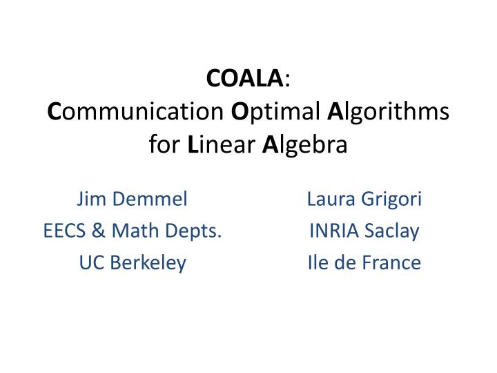 coala c ommunication o ptimal a lgorithms for l inear a lgebra