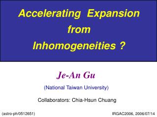 Accelerating Expansion from Inhomogeneities ?