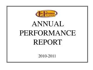 ANNUAL PERFORMANCE REPORT