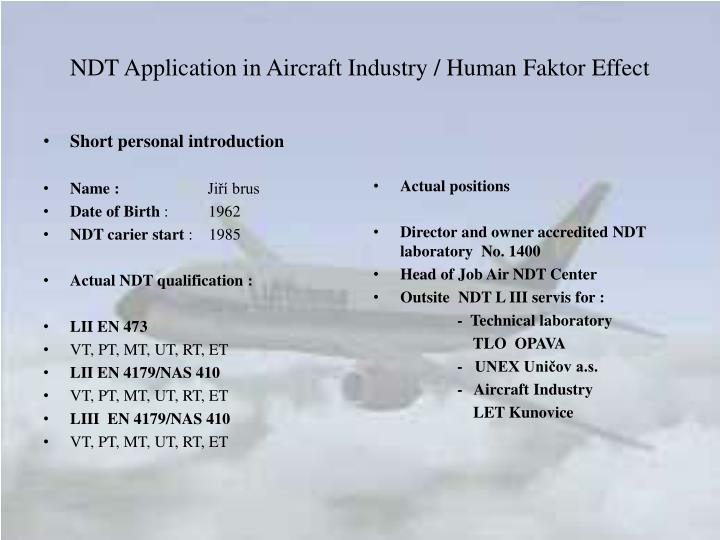 ndt application in aircraft industry human faktor effect