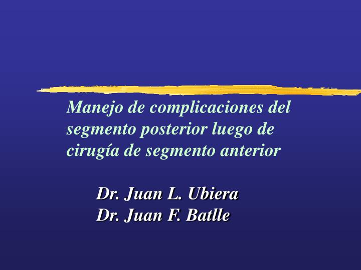 manejo de complicaciones del segmento posterior luego de cirug a de segmento anterior