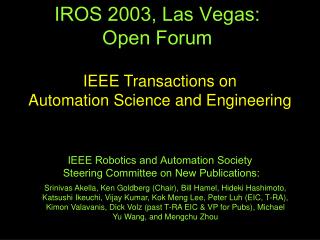 IROS 2003, Las Vegas: Open Forum
