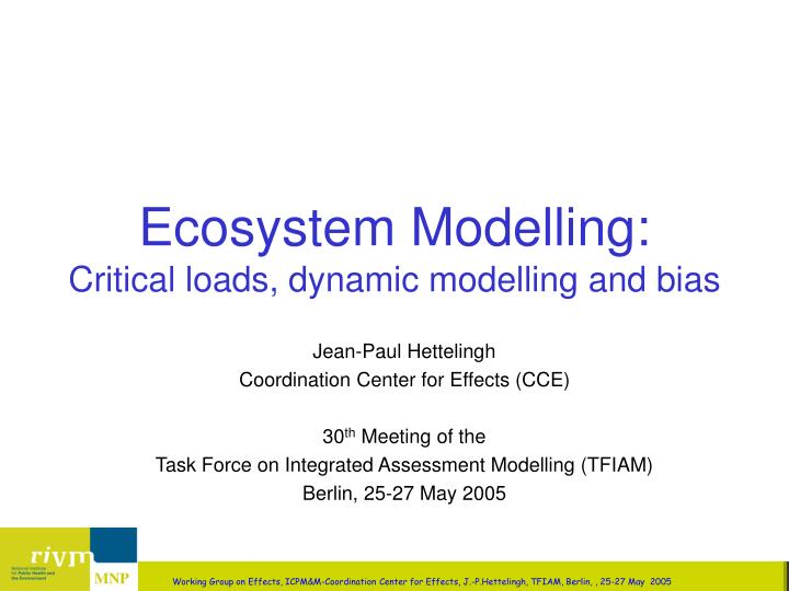 ecosystem modelling critical loads dynamic modelling and bias